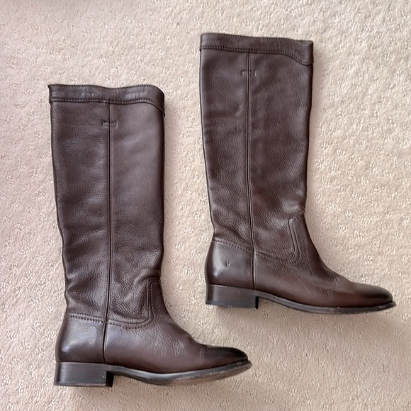 Leather FRYE Riding boots-chocolate - Picture 1 of 8